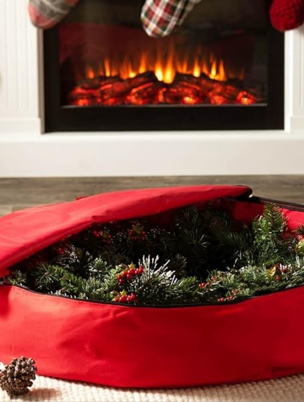 Zober Wreath Storage 2 Pack, Red 24" Premium Fabric Holiday Christmas NEW
